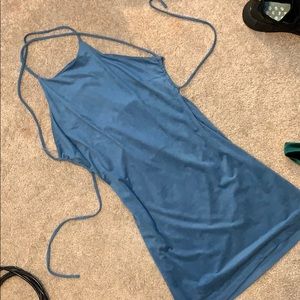 Blue short backless dress
